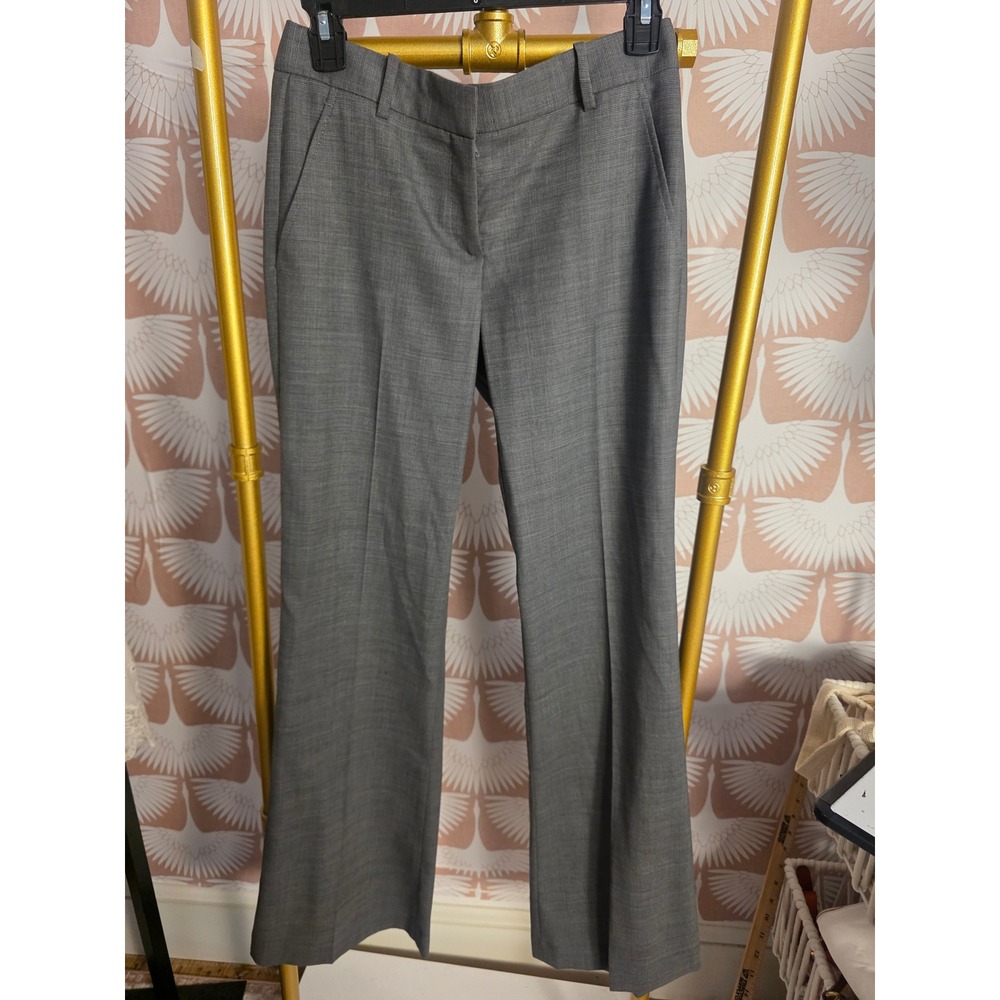 Theory Womens Gray Virgin Wool Blend Straight Leg Dress Pants Size 0 Made in USA